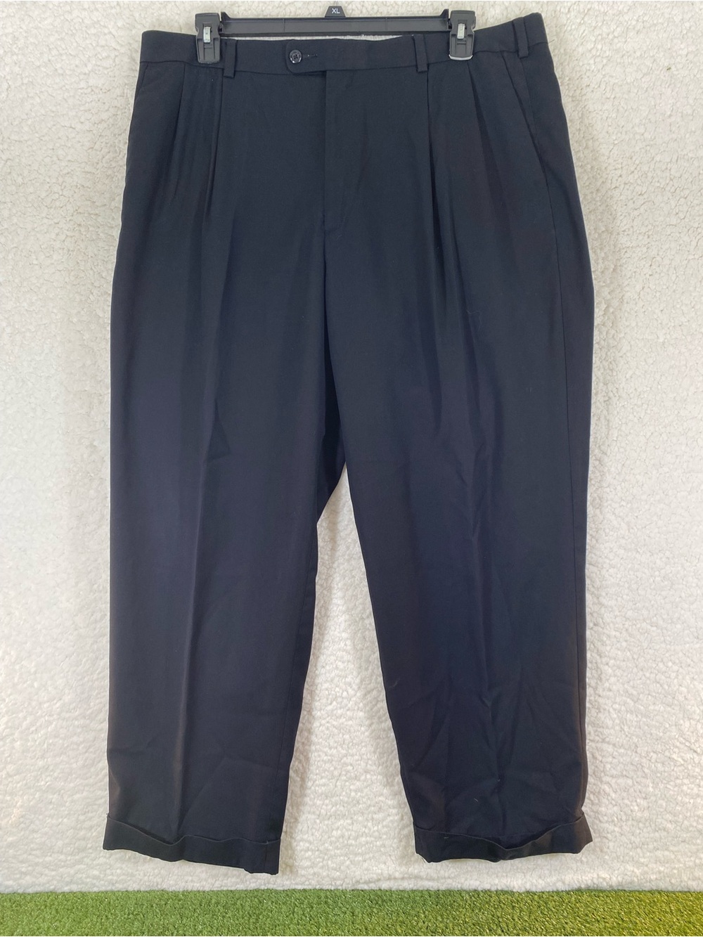 AXIST Pleaded Dress Pants Mens 42x30 Black Formal Cuffed Classic Office